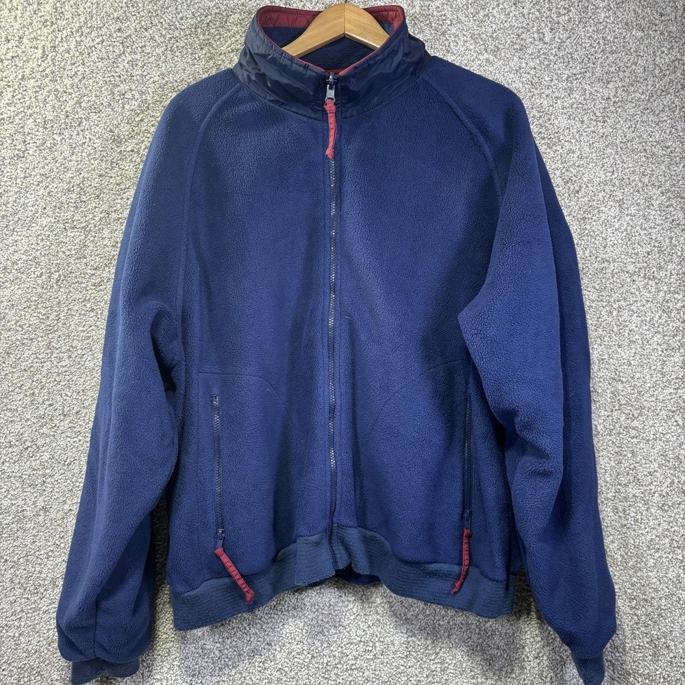 Tri-Mountain Jacket Mens XL Blue‎ Fleece Bomber Full Zip Nylon Collar Outdoor